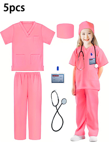 5 uds niños niño médico traje quirúrgico uniforme Scrubs traje conjunto para niños niñas vestir Halloween Cosplay - Product Image 3
