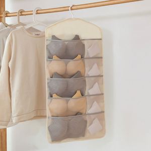 Organizador de ropa interior plegable de doble cara con 15/25 bolsillos para colgar en el armario, bolsa de almacenamiento para calcetines, corbatas y sujetadores - Product Image 1