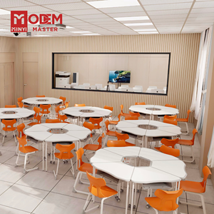 Minyi Daisy hiện đại di chuyển đào tạo bàn ghế đặt với bánh xe thoải mái nhựa nội thất trường học sinh viên bàn ghế - Product Image 1