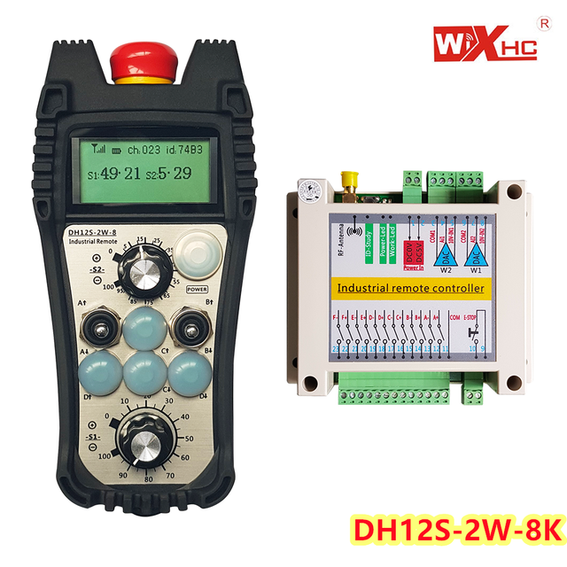 XHC DH12ST-2W-8K Industrial Wireless Remote Control Handwheel 2 Analog Output 8 Way Switch Radio Controller for Inverter Motor