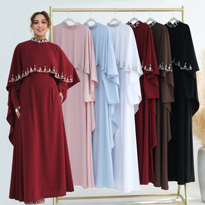 Abaya <span class=keywords><strong>pour</strong></span> femmes Dubaï en viscose ornée de luxe, cape de <span class=keywords><strong>mariage</strong></span>, cape arabe, ensemble de robe musulmane <span class=keywords><strong>pour</strong></span> femmes, Ramadan EID 2026 - Product Image 1