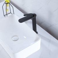 Aqua Gallery Robinet mitigeur d'évier moderne en laiton massif de haute qualité, noir mat, mitigeur pour salle de bain, forme ronde