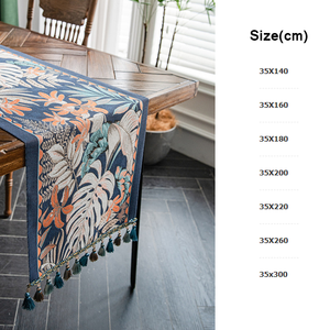 Boho Palm Leaves <span class=keywords><strong>Tropical</strong></span> Botanical Jungle Table Runner Cocina Rectangular Tabletop Cover con flecos - Product Image 4