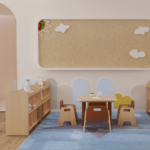 ชุดโต๊ะเรียนรู้สำหรับเด็กอนุบาล ดีไซน์มอนเตสซอรี่ ทำจากไม้แท้ รูปทรงสี่เหลี่ยมคางหมู รูปตัวยู สำหรับโรงเรียนอนุบาลและห้องเรียน  รับผลิตแบบ OEM ODM จากโรงงานโดยตรง - Product Image 1