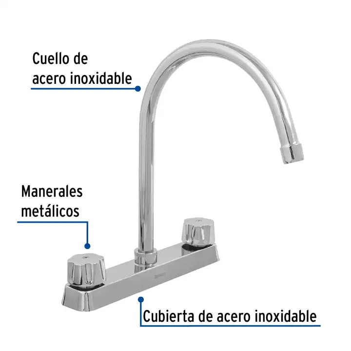 Box with 2 units 8' Chrome sink mixer, curved neck, compression, BASIC