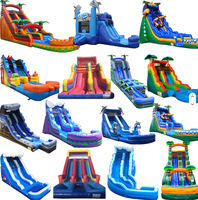 Toboggan gonflable bleu durable de qualité commerciale, 30 pieds, personnalisé, avec piscine et souffleur