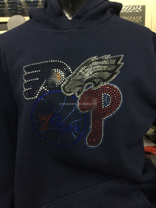 Trasferibili Termoadesivi Personalizzati con Logo Sportivo Universitario in Cristallo per Magliette, Mascotte di Football con Cristalli Luccicanti - Product Image 3