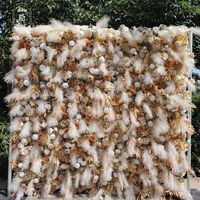 Bestseller 8ftx8ft 3D Künstliche Seidenblumenwand Braune Blumen- und Pflanzen-Hintergrundwand Graswand Pampasgras