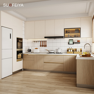 Sofeyia Custom Modern Japandi Cocina Armario Diseños Blanco MDF Madera Carpinterí<span class=keywords><strong>a</strong></span> Vidrio Incluye Fregadero-Gabinetes De Cocina Muebles De - Product Image 1