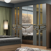 Ensemble de chambre à coucher moderne en bois et cuir MULUNKA, 5 pièces, petit lit avec rangement, 2 tables de chevet, armoire, meubles de maison