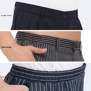 Pantalones <span class=keywords><strong>de</strong></span> Trabajo Elásticos a Rayas para <span class=keywords><strong>Chef</strong></span>, Uniformes Casuales para Camareros <span class=keywords><strong>de</strong></span> Restaurante y Hoteles, Accesorio <span class=keywords><strong>de</strong></span> Tela Tejida para Chefs, Disponibles al por Mayor - Product Image 2