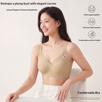 Soutien-gorge sans armatures en maille côtelée extensible douce, décolleté en V profond, dentelle, push-up, bonnets moulés, sans couture, en nylon et élasthanne, bretelles réglables pour femme, du M au 2XL