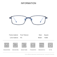 Gafas de titanio Borregls para hombre, nueva marca de diseñador, ligeras, de alta calidad, cuadradas, para mujer, gafas ópticas 10086