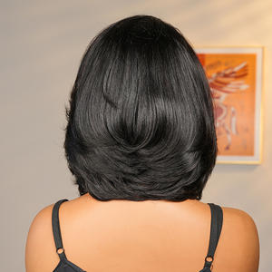 7*<span class=keywords><strong>5</strong></span>无胶小精灵剪10 12英寸短分层直假发钝剪蕾丝假发人发光滑鲍勃假发透明高清蕾丝 - Product Image 6