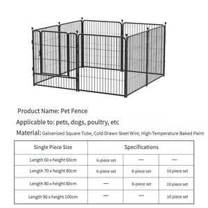 Оптовая продажа, маленький средний большой забор для домашних животных, выдвижной металлический забор для собак, клетка, квадратная трубка, металлическая кнопка, прочный садовый забор - Product Image 4