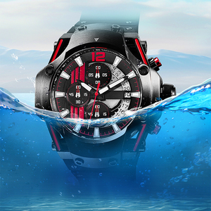 Reloj de pulsera de emparejamiento negro y rojo Movimiento japonés Diseño de remache Reloj de moda Pantalla de fecha Reloj de cuarzo luminoso para hombres - Product Image 3