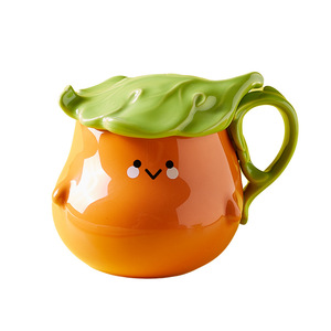 Caneca de Cerâmica em Forma de Berinjela e Caqui com Tampa, Produto Criativo Novo, Categoria de Produtos: Canecas de Cerâmica - Product Image 1