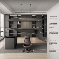 Bureau de direction moderne en forme de L, table de PDG avec armoire latérale, mobilier de bureau minimaliste de luxe pour projet de bureau d'entreprise