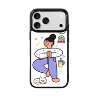 Coque de téléphone AG Feeling Black Edge avec motif Gilding Yoga Gril pour iPhone 17, 17 Pro Max, 16 Pro, 15, 15 Pro Max – Coque magnétique