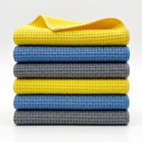 Chiffon de nettoyage en microfibre robuste à structure gaufrée, grille en nid d'abeille, super absorbant, professionnel, pour le detailing automobile, le lavage et le séchage des voitures