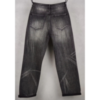 Jean en denim premium pour homme, coupe droite et bootcut, délavé, effet boue, usé et déchiré