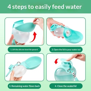 Bouteille d'eau portable pour animaux de compagnie en forme de <span class=keywords><strong>gourde</strong></span> plate avec cordon, anti-fuite, pour voyage en extérieur, en matériau de qualité alimentaire - Product Image 3