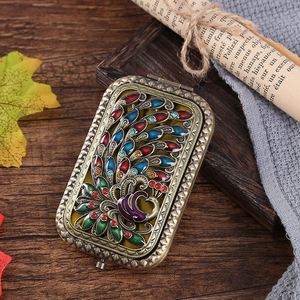 European Metal Retro Portable Pocket Folding Double-Sided Women's <b>Rectangular</b> Mini Gift Set Makeup <b>Mirror</b> - Product Image 6