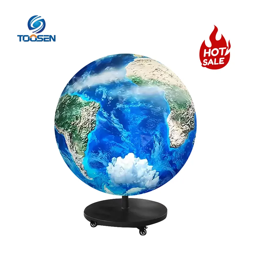 Toosen Factory tampilan Video LED bulat 360 derajat, layar bola Led kreatif bentuk bumi iklan kustom