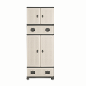 Foldable Stackable Plastic <b>Storage</b> <b>Box</b> with Rattan Drawer and Clothes Hanging Rod Space Saving Wardrobe Organizer for Home - Product Image 1