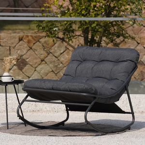 Chaise longue à bascule <span class=keywords><strong>Samba</strong></span> Deluxe grise de 330lb pour l'intérieur et l'extérieur avec coussin rembourré épais pour porche, jardin et arrière-cour - Product Image 2