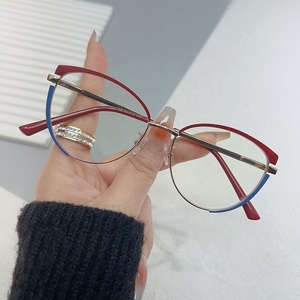 2023 vente chaude mode rétro monture de lunettes bleu bloquant femmes métal chat lunettes anti lumière bleue cadre <span class=keywords><strong>optique</strong></span> pour unisexe - Product Image 1