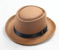 Chapeau Fedora en Laine Unisexe à Large Bord avec Bandeau et Dessus Rond Plat, Idéal pour les Loisirs, la Pêche, les Fêtes, Toutes Saisons - Vente en Gros à Chaud