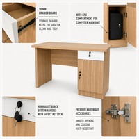 Bureau d'ordinateur moderne sur mesure avec tiroir et meuble pour unité centrale, en panneau de particules de 37 mm d'épaisseur, verrouillable, pour bureau et école
