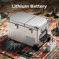Réfrigérateur-congélateur portable double zone 22L/30L/40L/50L 12V 24V en aluminium avec batterie en option pour camping, camping-car, camion