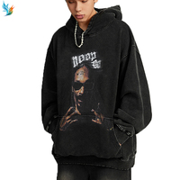 Sweat-shirt graphique surdimensionné Hip Hop Rap pour homme, vintage, noir, effet délavé, portrait de Snoop Dogg