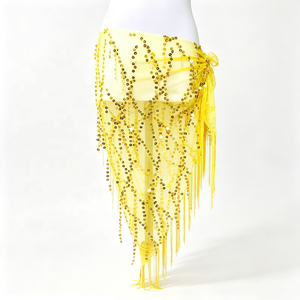 Chaîne de hanche, foulard de <span class=keywords><strong>danse</strong></span> du ventre, ceinture triangulaire à paillettes et pompons pour débutants, pour la pratique et les spectacles - Product Image 1