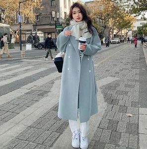 <span class=keywords><strong>Manteau</strong></span> d'automne et d'hiver pour femmes, nouveau style coréen, double boutonnage, long et ample, décontracté - Product Image 6
