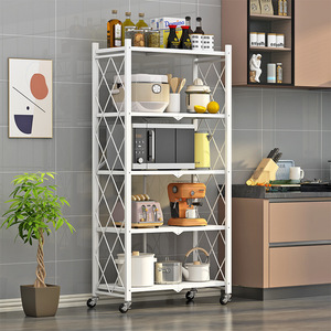 Estante de Almacenamiento Plegable Lanwei de 5 Niveles, Metálico, para Cocina o Sala de Estar, Móvil, Multifuncional, con Ruedas - Product Image 1