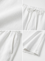 Pantalon en lin blanc pour femme Anjie, personnalisé avec logo OEM/ODM, à cordon de serrage, coupe large, marque privée, pour l'été et la plage, vente en gros