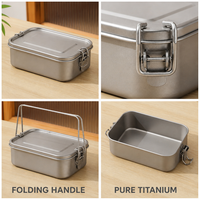 Boîte à lunch en titane avec couvercle à boucle sécurisée, récipient de stockage alimentaire empilable pour le bureau, le camping, les voyages, les pique-niques, la préparation des repas