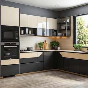 Gabinetes de Cocina Modernos de Lujo Ligero, Diseño Personalizado para Toda la Casa, Tablero de Melamina, Fregadero de Granito, Diseño 3D Gratuito para Apartamentos - Product Image 3