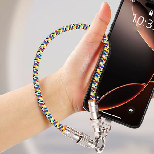 Braided Micro-USB to C Fast Charge Keychain 65W Lanyard Charging Cable 2-in-1 for Computer Camera & Phone