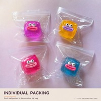 Jouet Squishy en Gelée Transparente, Cube Souple à Presser, Jouet Anti-Stress Nouveauté avec Visage Mignon pour Enfants, Cadeaux de Fête, Décoration de Bureau