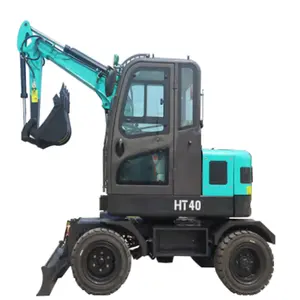 Gran oferta de excavadora de ruedas de 3,5 toneladas y 4 toneladas con motor Kubota o Yammar con oruga de ruedas CE y EURO 5