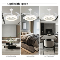 Ventilateur de plafond de lustre à LED silencieux de 48 pouces avec lumière Ventilateur décoratif de maison de moteur à courant continu 3CCT pour le bureau à domicile