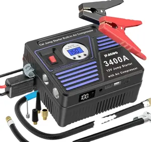 YHS-JS-005 Draagbare 6 In 1 Auto Accu Booster Oplader Power Bank Ingebouwde Luchtcompressor Output Auto Jump Starter