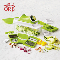 ORB Kitchen 12-in-1 Handmatige Groentehakker Fruit Snijder Uiensnijder Groentesnijder Snijder Roestvrijstalen Messen 2L Capaciteit