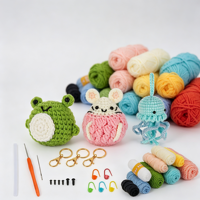 Kit de crochet en gros AJB pour débutants, kit de poupée en laine DIY, cactus, animaux, abeilles, plantes en pot, kit d'artisanat en fil pour adultes et enfants
