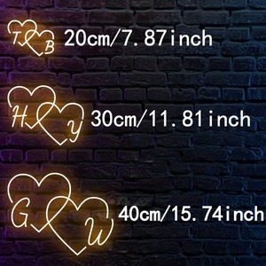 لافتة نيون LED مخصصة للزفاف، تصميم حروف وقلوب حسب الطلب، ديكور جداري قابل للتعتيم عبر USB بأحجام وألوان متعددة - Product Image 3