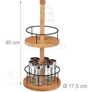40*17.5 CM Bamboo <b>Spice</b> Organizer 2 Tier Round <b>Spice</b> Rack <b>Jar</b> <b>Set</b> <b>Spice</b> Holder - Product Image 4